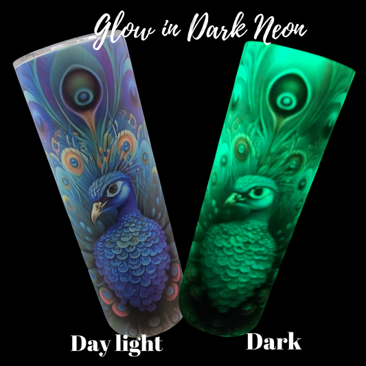Peacock Glow in the Dark Neon Tumbler