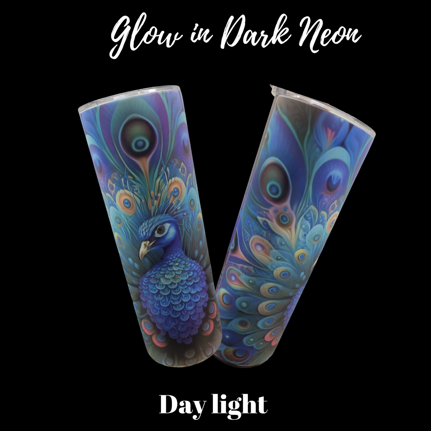 Peacock Glow in the Dark Neon Tumbler