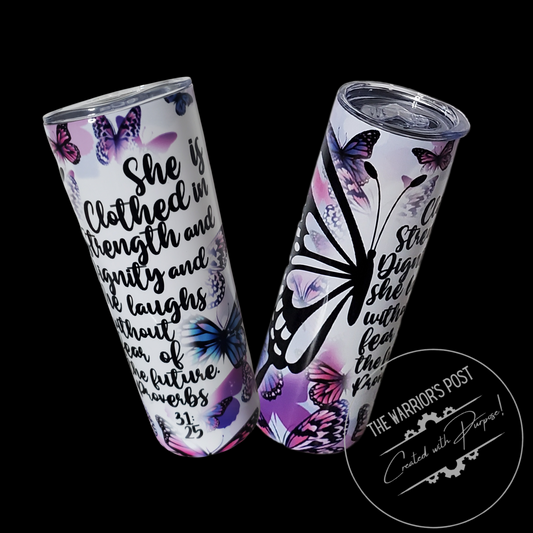 Proverbs 31 Butterfly Tumbler