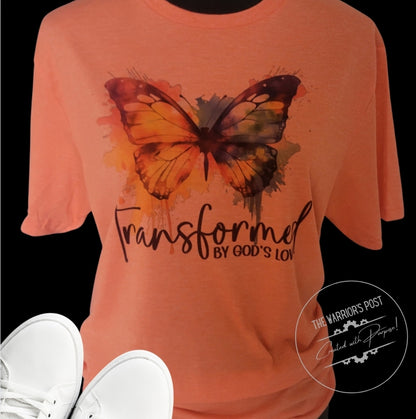 Transformed by Gods Love Butterfly Tee