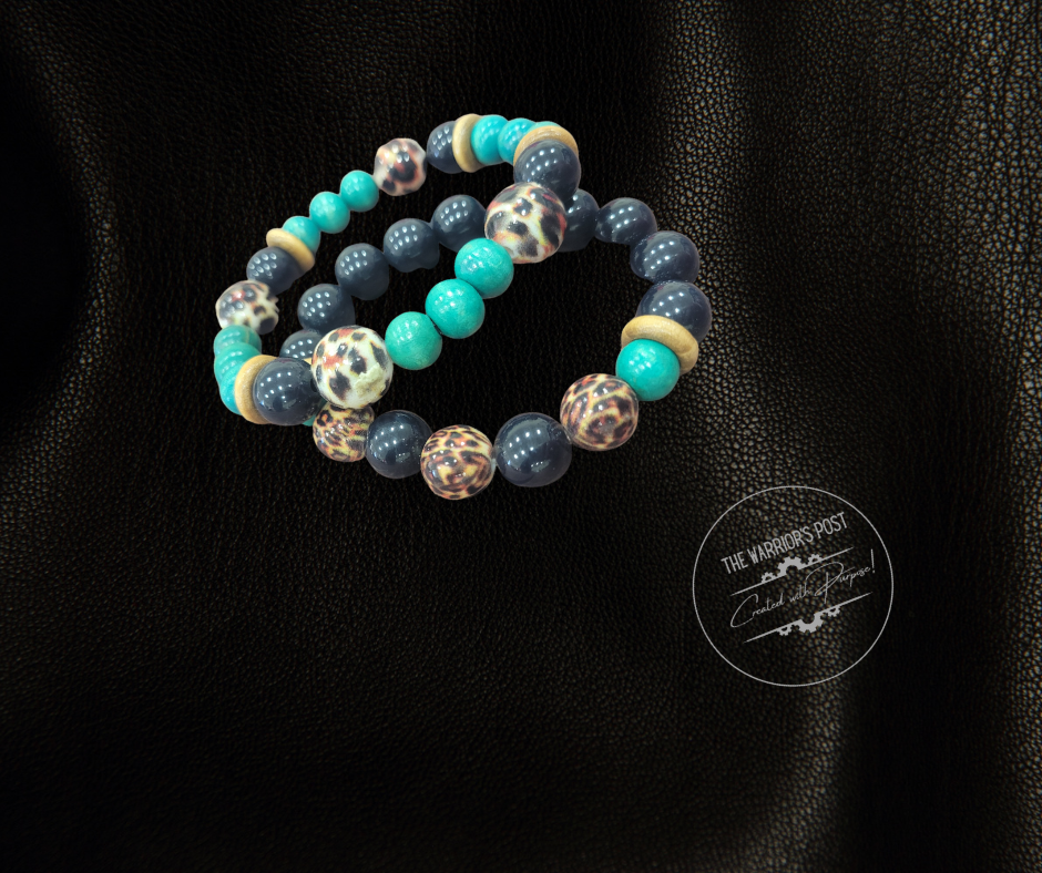 Animal Print Beaded Bracelet Set - 2 piece