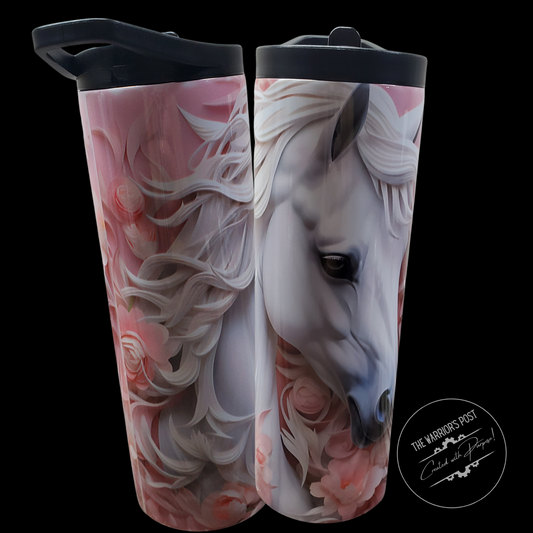 Hydro Tumbler- 3D White Horse Graphic