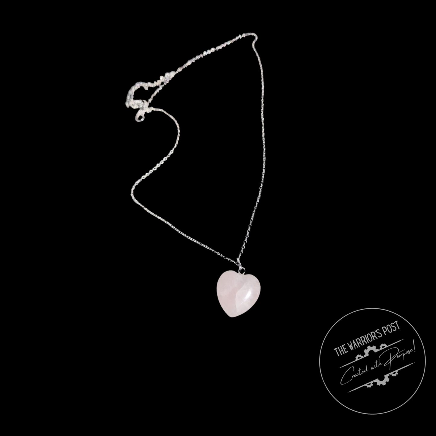 Pink Heart Quartz Stone Pendant Necklace