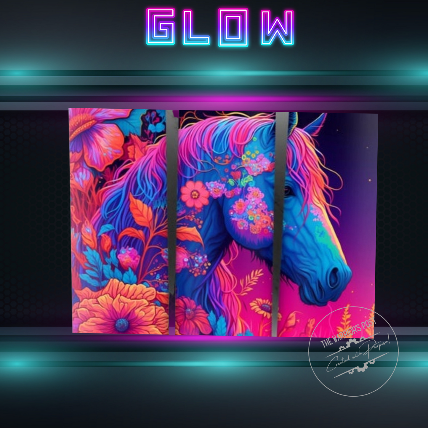 Glow in Dark Floral Horse Tumbler