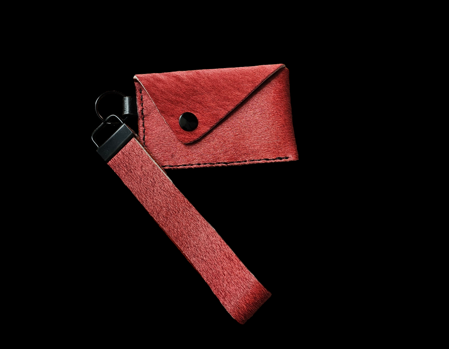 Rasberry Red Cowhide Card Holder Wristlet