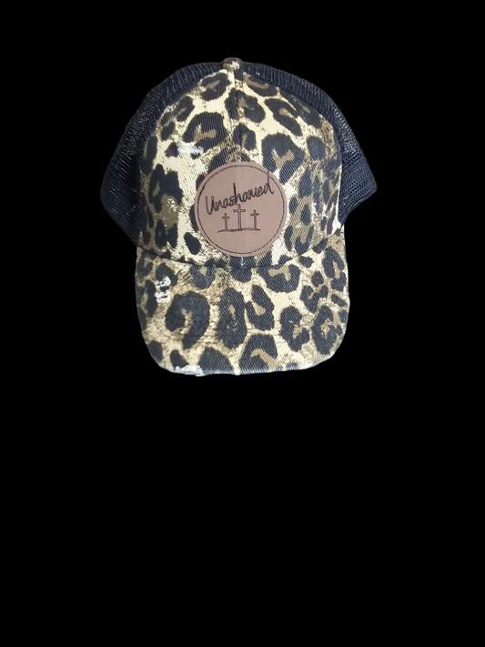 Leopard Leather Patch Hat